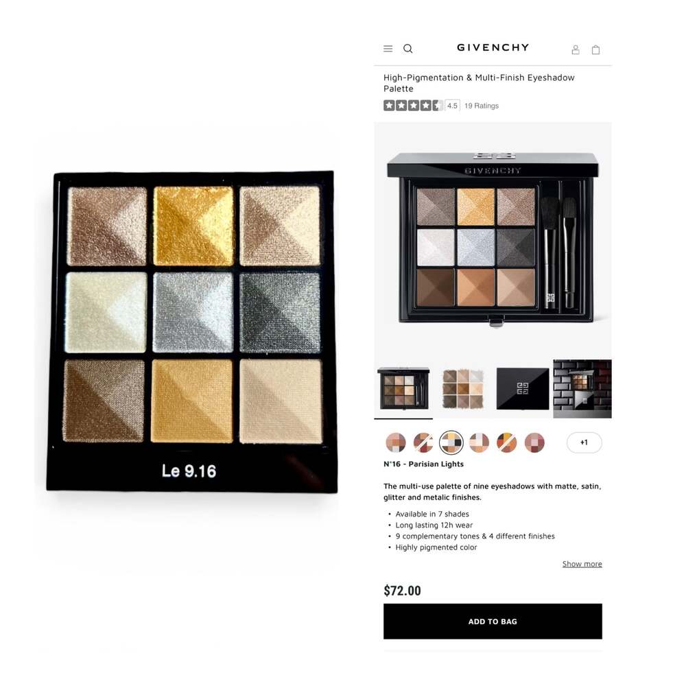 Le 9 de Givenchy Multi-Finish Eyeshadow Palette - Shade N°16 - Parisian Lights.